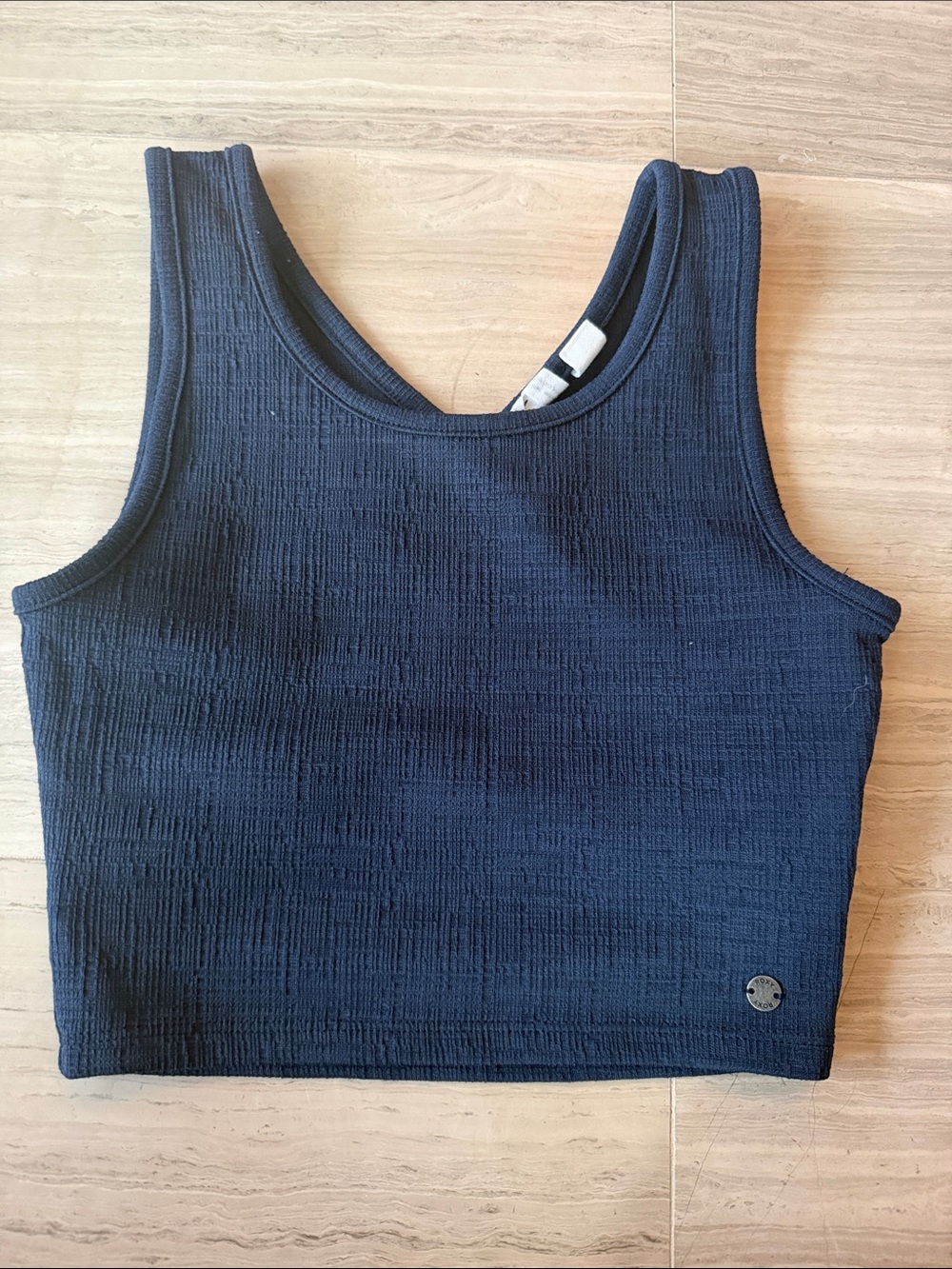 Roxy Black Ribbed Crop Tank Top